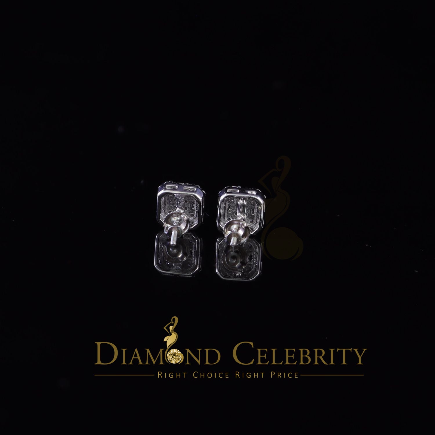 DiamondCelebritees  0.98ct Cubic Zirconia 925 White Silver Women's & Men's Hip Hop Square Earrings