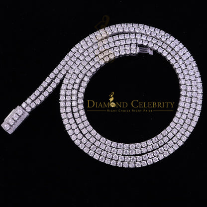 DiamondCelebritees Tennis Men's Necklace 925 Silver White 40ct Moissanite size 22inch & Width 3mm