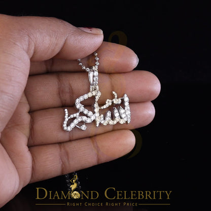 DiamondCelebritees White 925 Sterling Silver with allah-hu-Akbar Pendant 5.70ct Cubic Zirconia