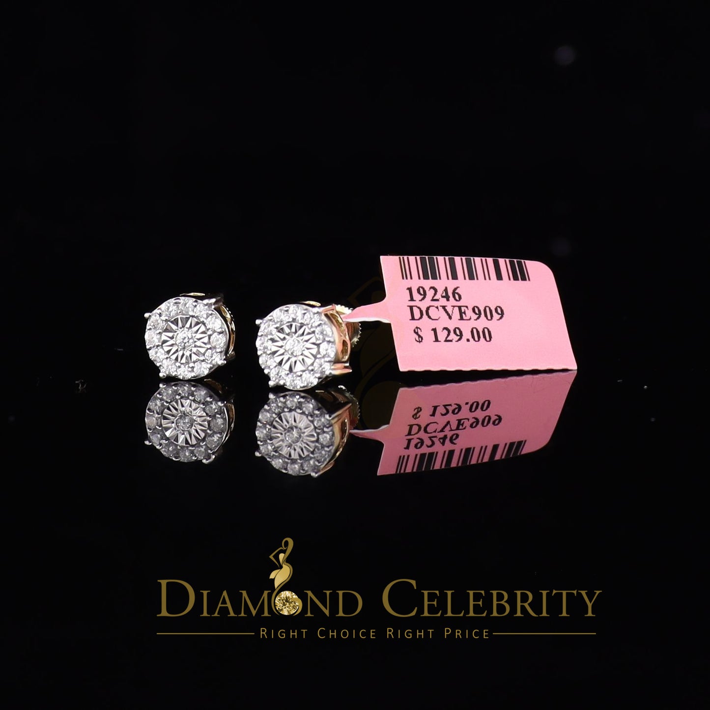 DiamondCelebritees  Yellow Silver 1.12ct Cubic Zirconia 925 Women's & Men's Hip Hop Square Earrings