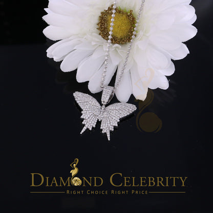 DiamondCelebritees White 925 Sterling Silver Butterfly Shape Pendant with 3.36ct Cubic Zirconia