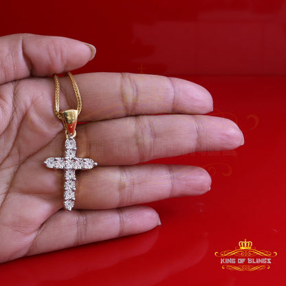DiamondCelebritees  Real 0.33ct Diamond 925 Sterling Silver CROSS Charm Necklace Yellow Pendant