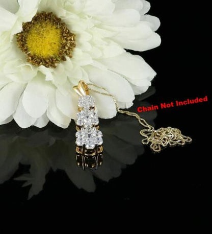 DiamondCelebritees Tripple Flower Shape Yellow 925 Sterling Silver Pendant 5.83ct Cubic Zirconia
