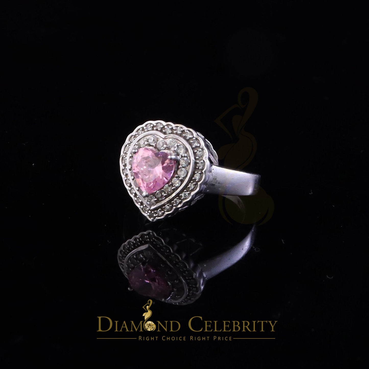 DiamondCelebritees 925 White Sterling Silver 3.90ct Cubic Zirconia Promise Heart Ring Size 7.5