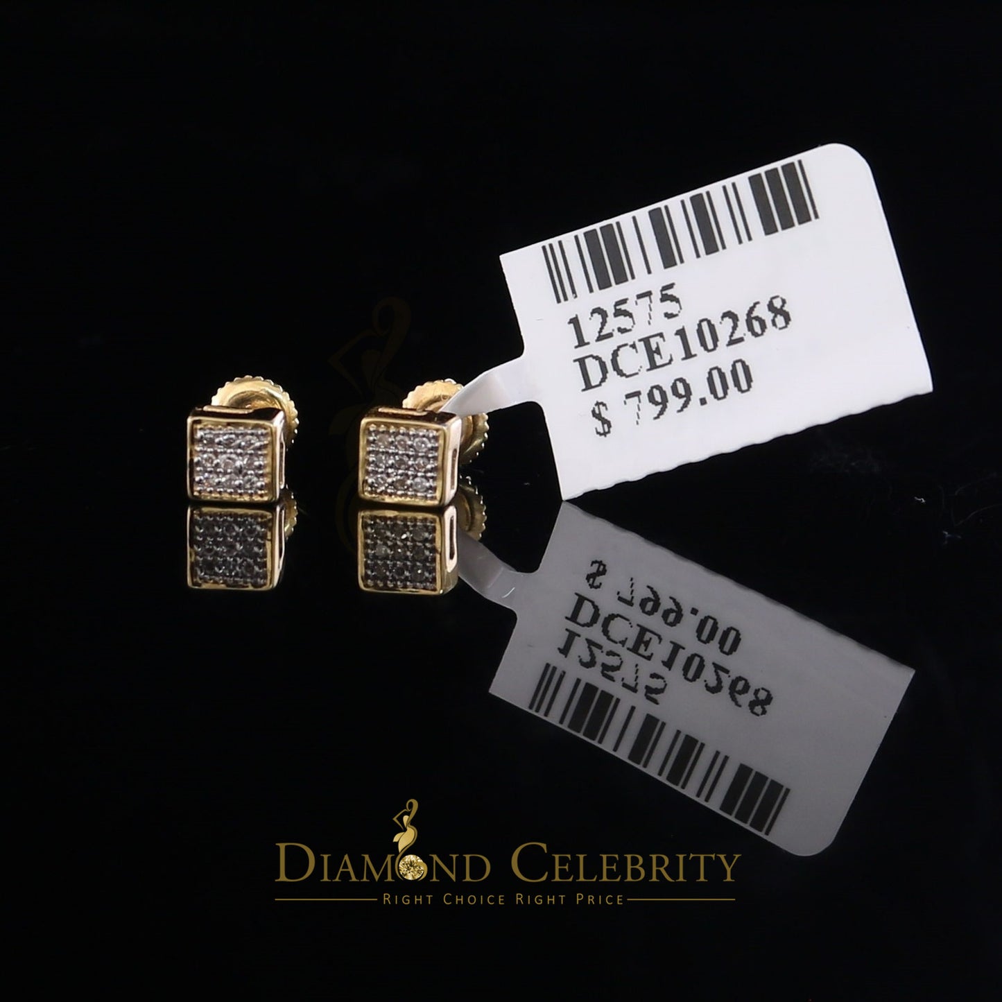 DiamondCelebritees 0.05CT Real Diamond 10K Real Yellow Gold with Men's/Women's Stud Micro Earring