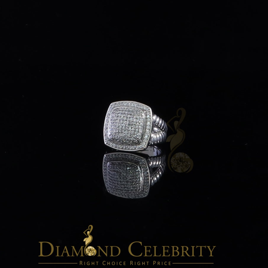 DiamondCelebritees 925 Silver White 2.00ct CZ Wide Square Albion Womens Adjustable Ring Size 7 to 9