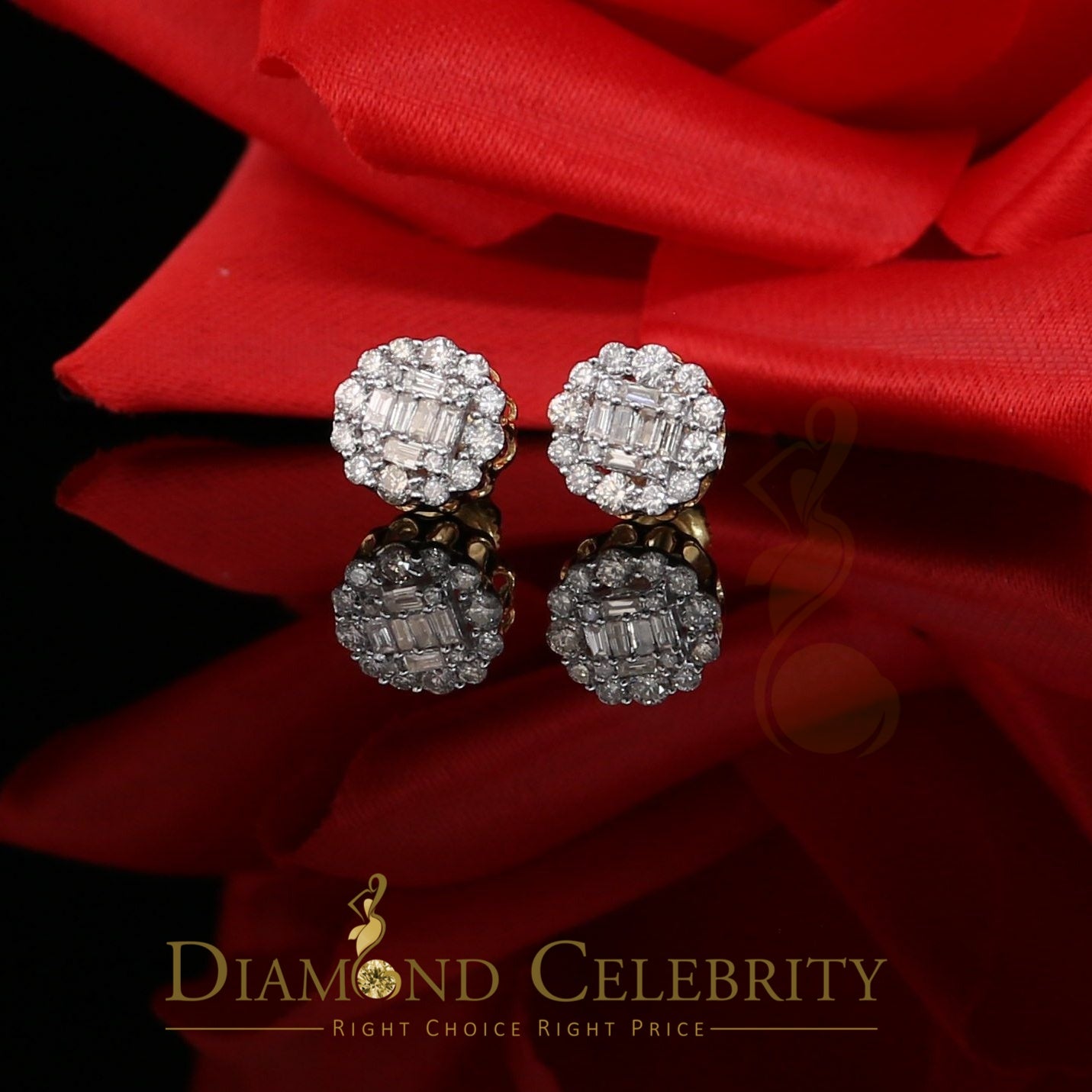 DiamondCelebritees 10K Real Yellow Gold with 0.66CT Real Diamond Men's/Women's Stud Earrings