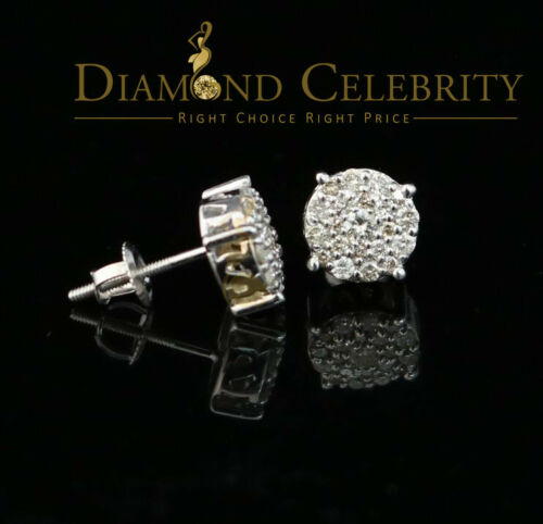 DiamondCelebritees 10K Real White Gold Real Diamond 0.60CT Men's/Women's Stud Round Earring