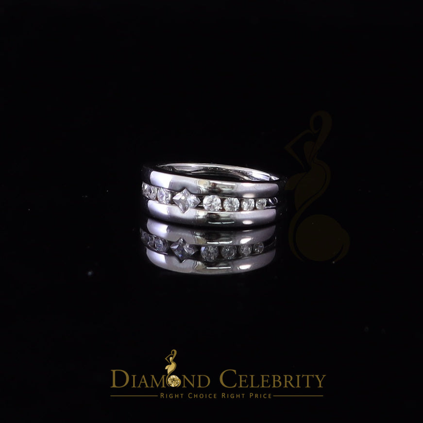 DiamondCelebritees 925 White Silver Round-Shaped 0.66 ct Cubic Zirconia Engagement Womens Ring SZ 7