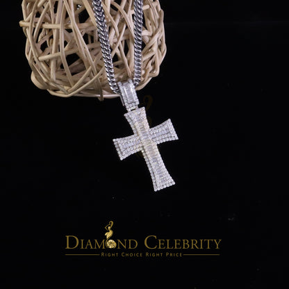 Diamondcelebritees  925 White Sterling Silver 2.25ct VVS D Clr. Moissanite Cross Pendant for Women's
