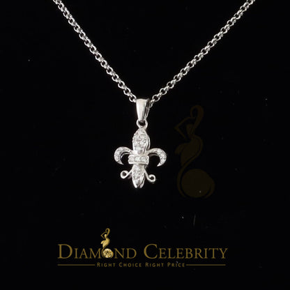 DiamondCelebritees Beautiful Sterling Silver Fleur De Lis White Pendant with 0.17ct Cubic Zirconia