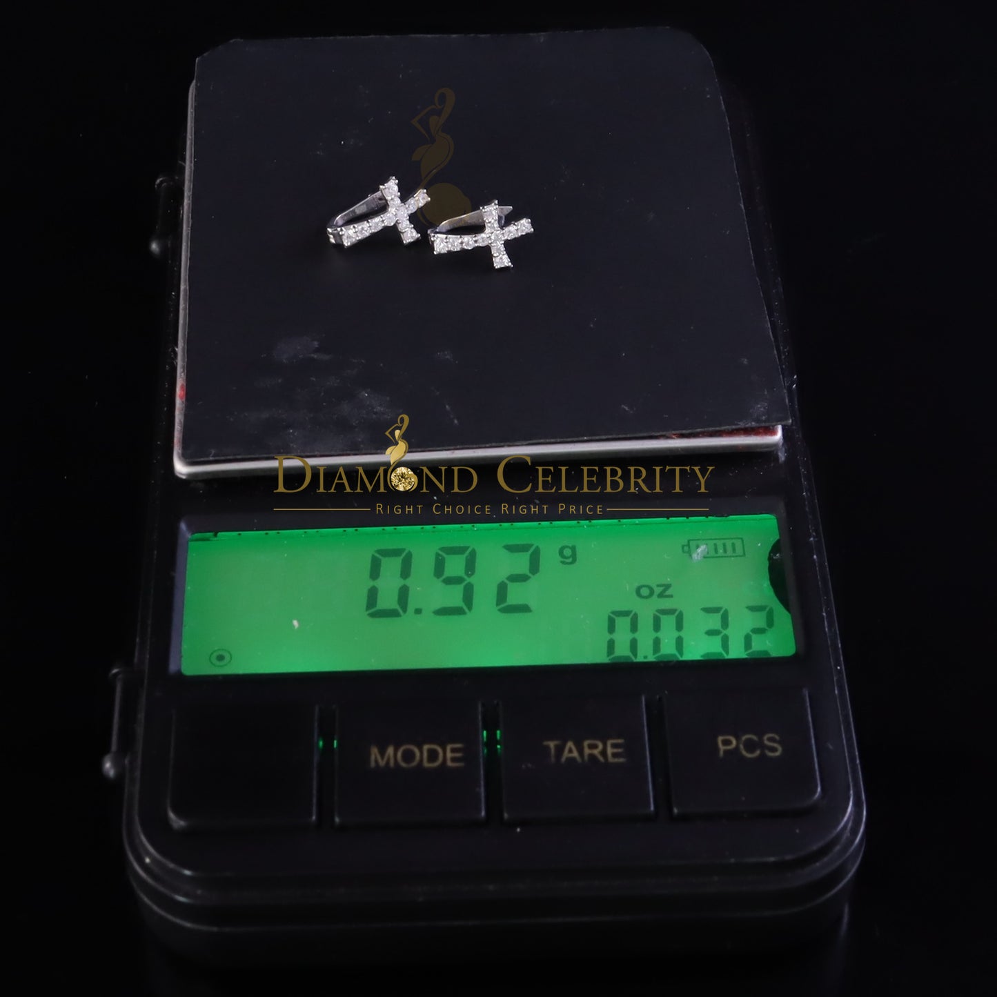 Diamondcelebritees 925 Silver Round Shape White Hip Hop Cross Stud Earrings 22 Moissanite for Women