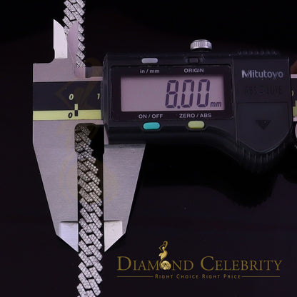 Diamondcelebritees  925 Sterling Silver White Cuban Moissanite Bracelet Wdth 8mm Length sz 8.50inch