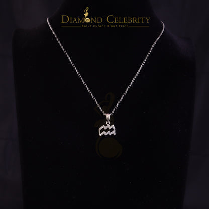 DiamondCelebritees 0.50ct Cubic Zirconia White Silver AQUARIUS FEBRUARY Month Pendant Men & Women