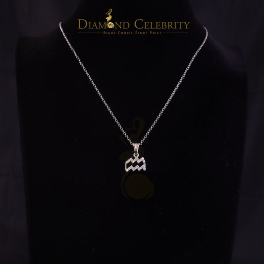 DiamondCelebritees 0.50ct Cubic Zirconia White Silver AQUARIUS FEBRUARY Month Pendant Men & Women