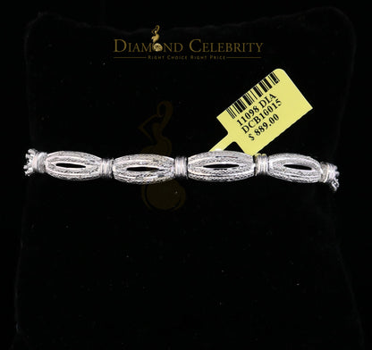 Diamondcelebritees 925 Silver Ladies White 0.20CT Genuine Diamonds Exotic Design Bracelete Size 7''