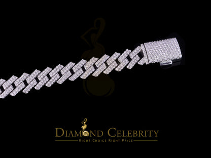 Diamondcelebritees  Manoco Men's Bracelet 925 Silver White 16ct Moissanite size 8.5inch & Width 16mm