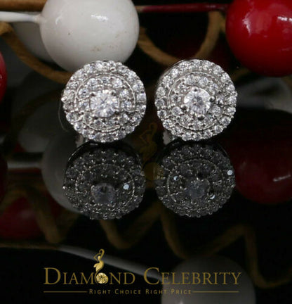 DiamondCelebritees  White Sterling Silver 0.78ct Cubic Zirconia Ladies 925 Hip Hop Round Earrings
