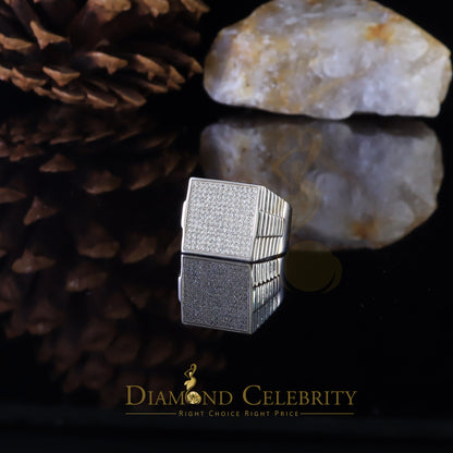 DiamondCelebritees 925 Silver White 1.70ct Cubic Zirconia Wide Square Cocktail Men's Ring Size 10