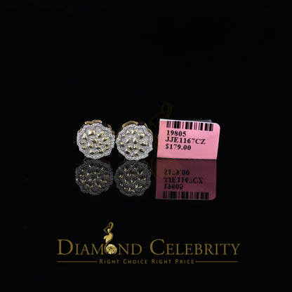 DiamondCelebritees  925 Yellow Silver Nuggtte's 1.38ct Cubic Zirconia Hip Hop Flower Women Earrings