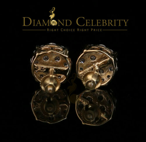 DiamondCelebritees  925 Sterling Yellow Silver 2.96ctCubic Zirconia Round Women's Stud Earrings