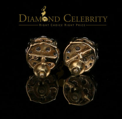 DiamondCelebritees  925 Sterling Yellow Silver 2.96ctCubic Zirconia Round Women's Stud Earrings