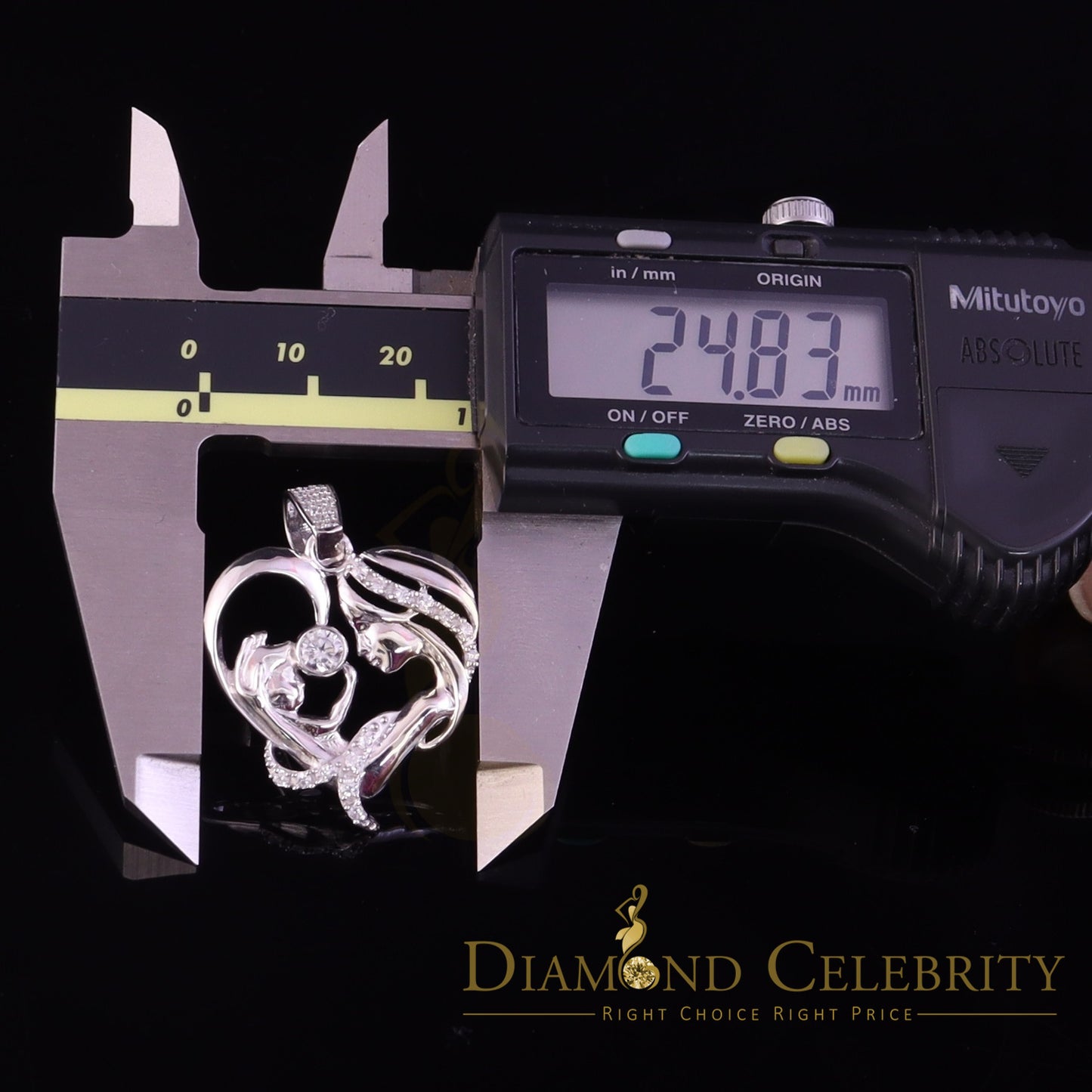 DiamondCelebritees White Silver 0.85ct Cubic Zirconia MOM'S Embrace Lovely Pendant @ Mother's Day