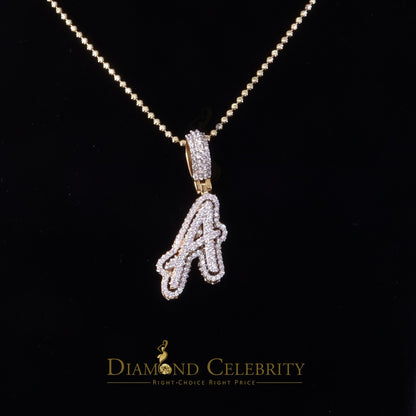 DiamondCelebritees Yellow Cursive 3D Alphabet Shape 925 Sterling Silver Cubic Zirconia Pendant