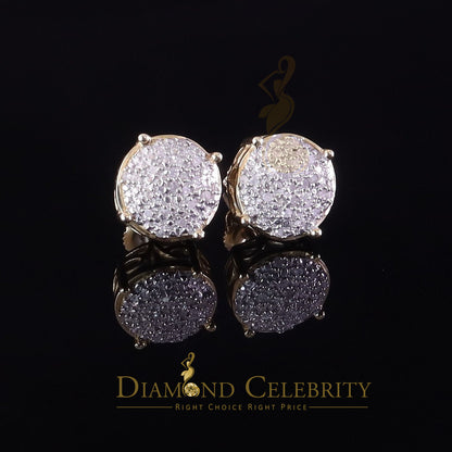 DiamondCelebritees 0.10ct Diamond 925 Yellow Silver for Men's & Womens Stud Round Earring