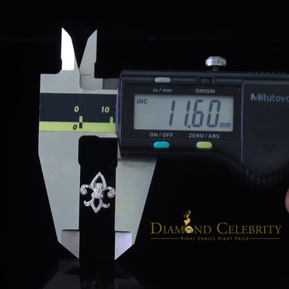 DiamondCelebritees  0.60ct Cubic Zirconia 925 White Silver Women's Fleur de Lis Screw Back Earrings