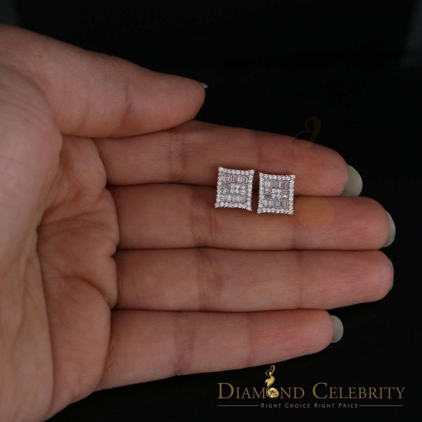 DiamondCelebritees  Yellow 925 Sterling Silver 0.68ct Cubic Zirconia Women's & Men's Square Earrings
