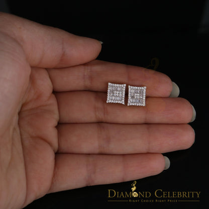 DiamondCelebritees  Yellow 925 Sterling Silver 0.68ct Cubic Zirconia Women's & Men's Square Earrings