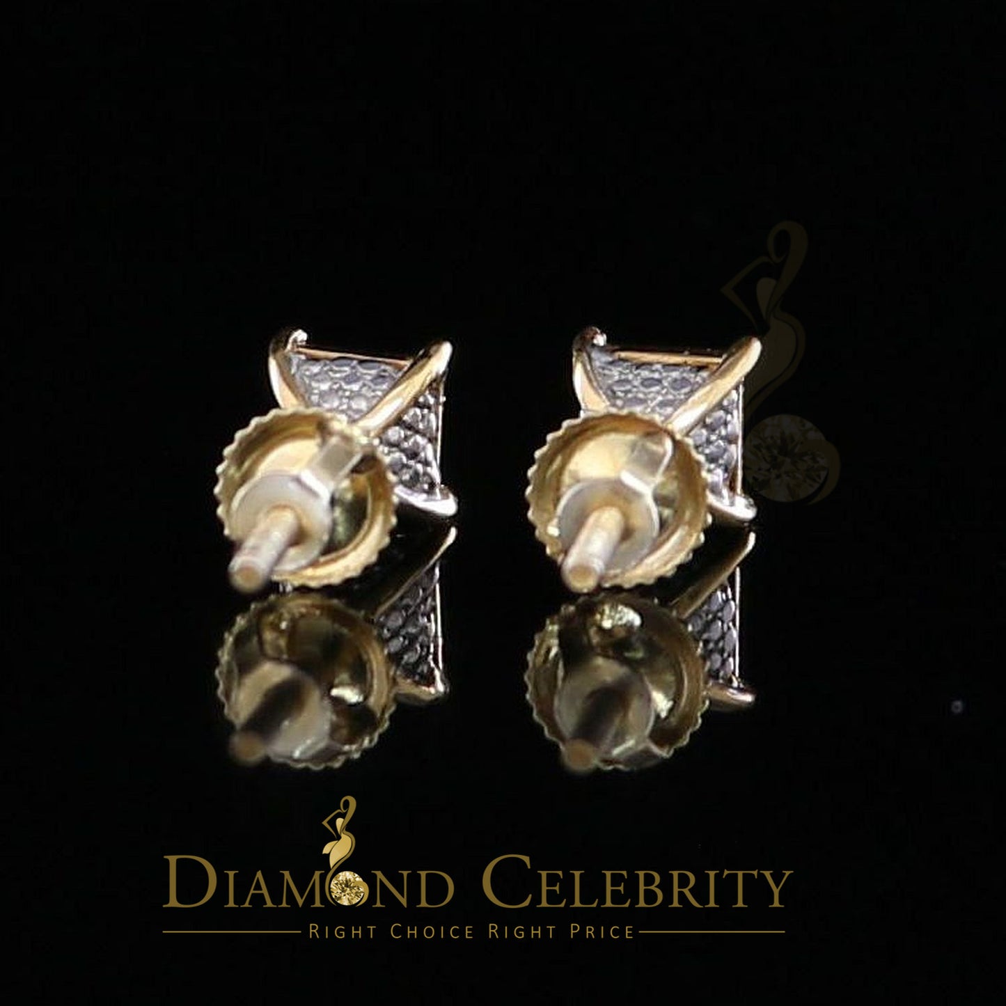DiamondCelebritees 0.05ct Diamond Collection Yellow 925 Sterling Silver Women & Men Square Earrings