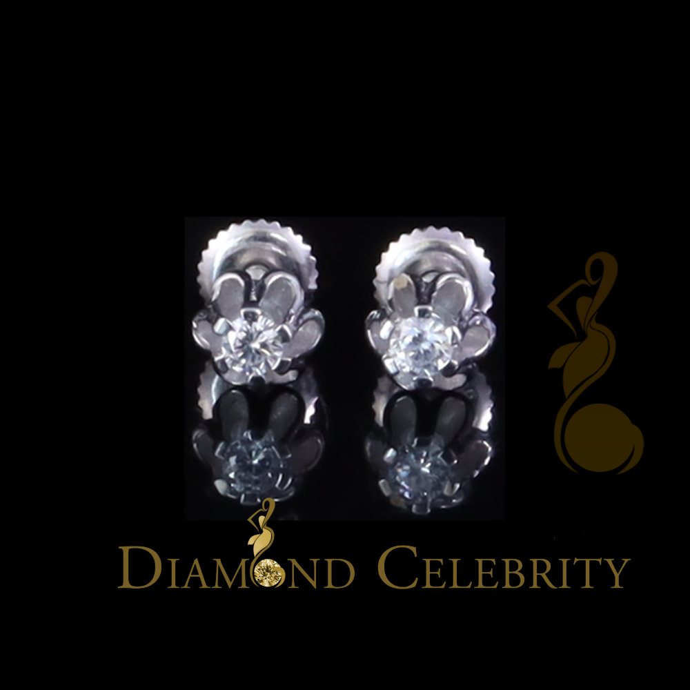 DiamondCelebritees  0.10ct Silver Cubic Zirconia European cut White Buttercup Stud Earings Women's