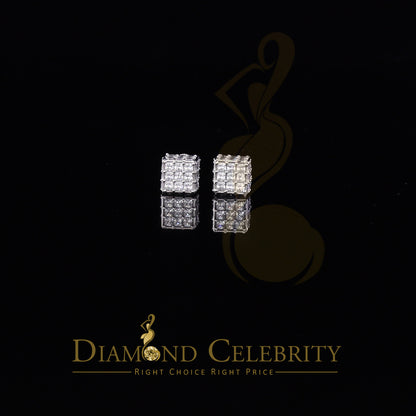 DiamondCelebritees  Hip Hop 925 White Silver 5.94ct Cubic Zirconia Women's & Men's Square Earrings