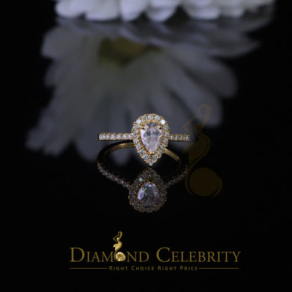 King Of Blings  10K Yellow Gold 1.50CT 'VVS' 'FL' D clr Pear Cut Moissonite Womens Ring Size 7