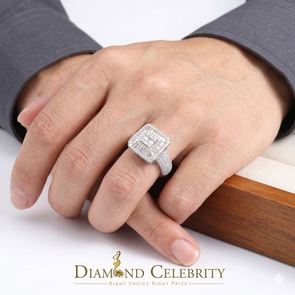 DiamondCelebritees Men's 925 Yellow 925 Silver 5.50ct VVS 'D' Moissanite Square Rings Size 10