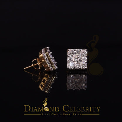 DiamondCelebritees Real Moissanite Square Earrings 10k Real Yellow Gold 4.50ct VVS 'D' Color