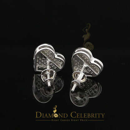 DiamondCelebritees Aretes Para Hombre Heart 925 White Silver 0.25ct Diamond Women's /Men's Earrings