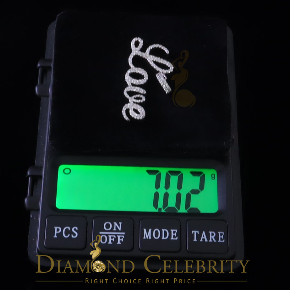 DiamondCelebritees White Attractive" LOVE" Letter 925 Sterling Silver Pendant 2.08ct Cubic Zirconia