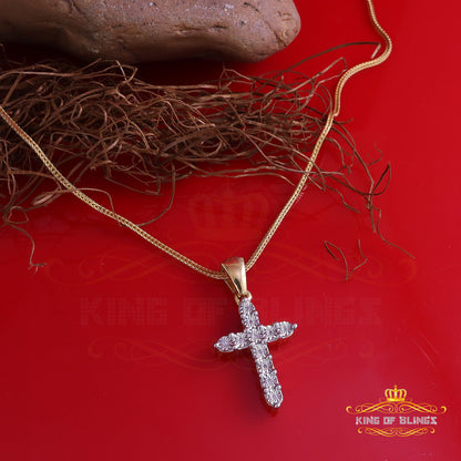 DiamondCelebritees  Real 0.33ct Diamond 925 Sterling Silver CROSS Charm Necklace Yellow Pendant
