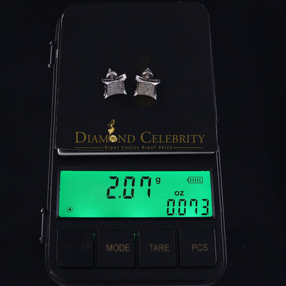 DiamondCelebritees 0.20ct Diamond 925 Sterling Silver White Square Earrings For Men's / Women's