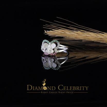 DiamondCelebritees Religious White Butterfly 925 Silver CZ Multi Stone Mother Mary Women Ring SZ10