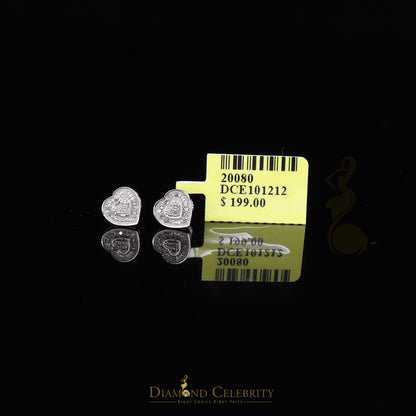 DiamondCelebritees Micro Pave 0.11ct Real Diamonds 925 White Silver Women's & Men's Heart Earrings