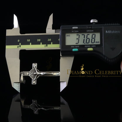 DiamondCelebritees 925 Sterling Silver Men's/Women's Jesus Cross Pendant White Religious