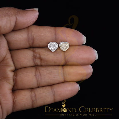 DiamondCelebritees Micro Pave 0.11ct Real Diamonds 925 White Silver Women's & Men's Heart Earrings
