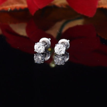 Diamondcelebritees Round 0.50ct VVS 'D' Moissanite Men's/Womens 925 Silver White Stud Earrings