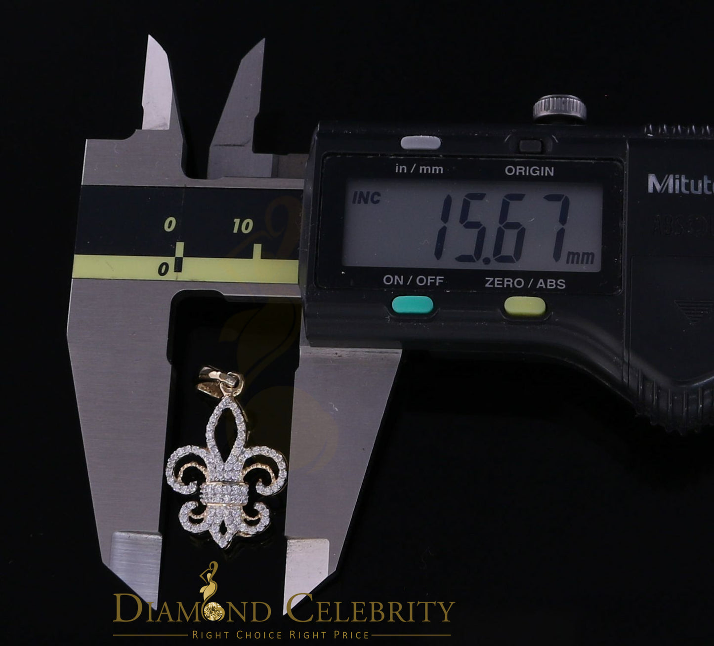 DiamondCelebritees Yellow 925 Sterling Silver Fleur de Lis Pendant with 0.69ct Cubic Zirconia Stone