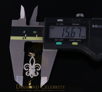 DiamondCelebritees Yellow 925 Sterling Silver Fleur de Lis Pendant with 0.69ct Cubic Zirconia Stone
