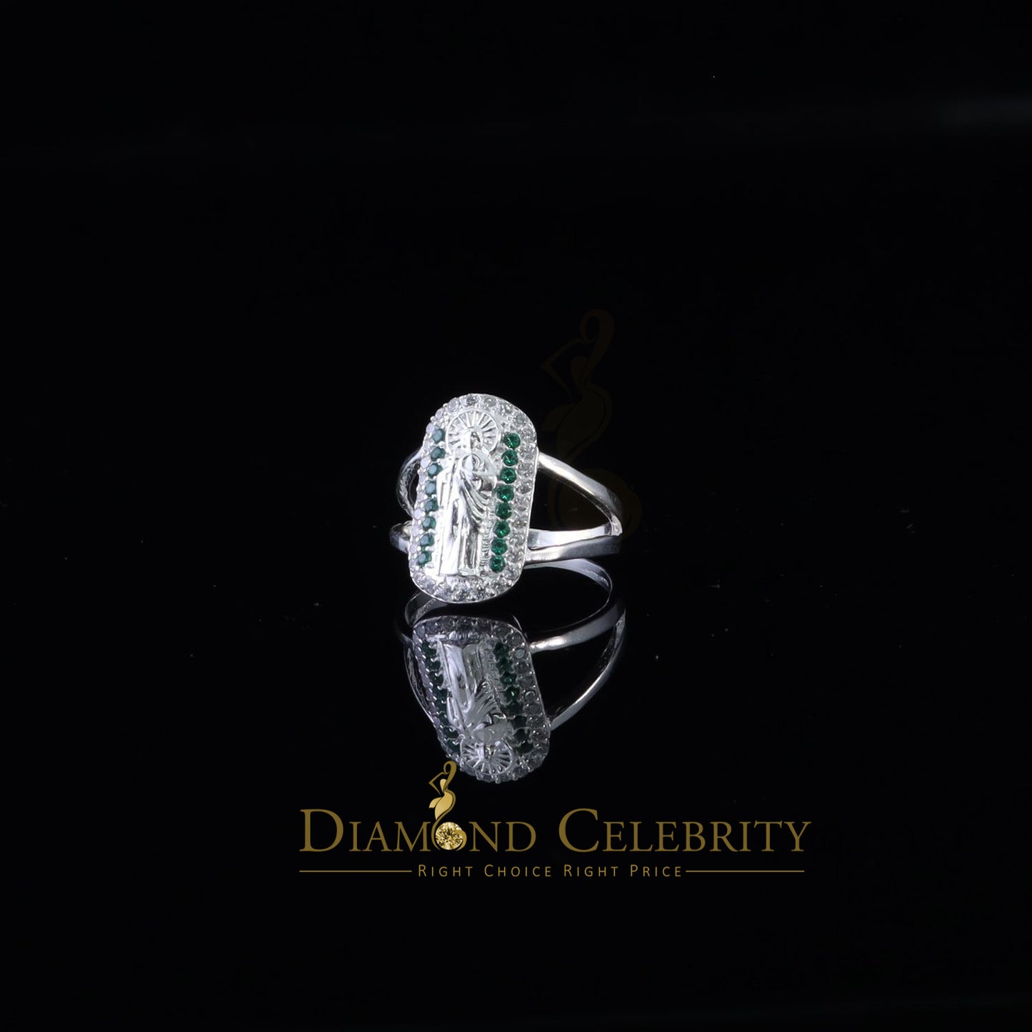 DiamondCelebritees Religious White 925 Sterling Silver Cubic Zirconia St. Jude Women's Ring Size 8